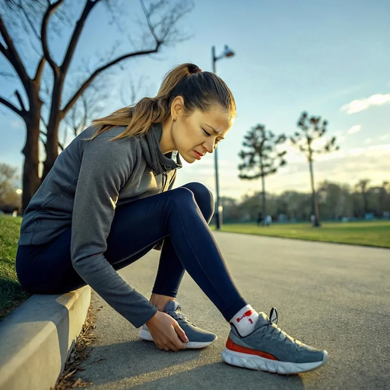 Młoda kobieta cierpi na zakwasy po bieganiu